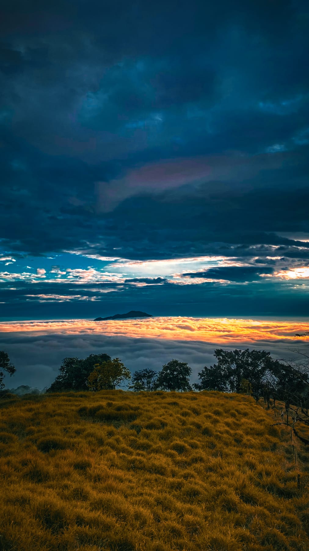 Mar de nubes al atardecer en el bosque de Suncamal